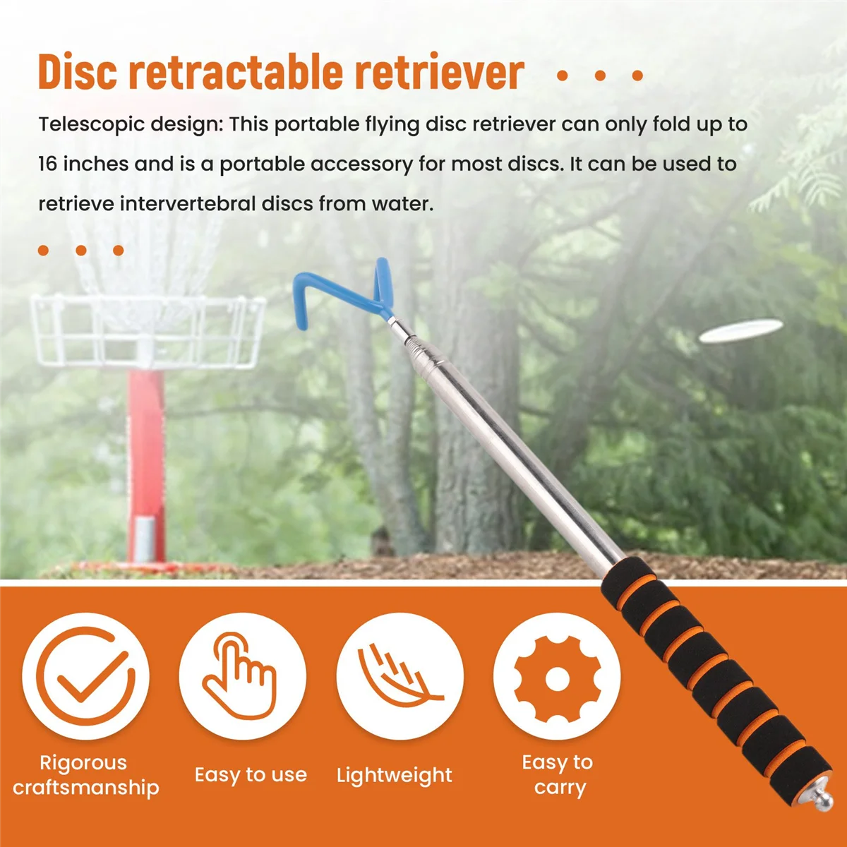 Disc Golf Retriever — 10 ft Telescopic Pole — view 5