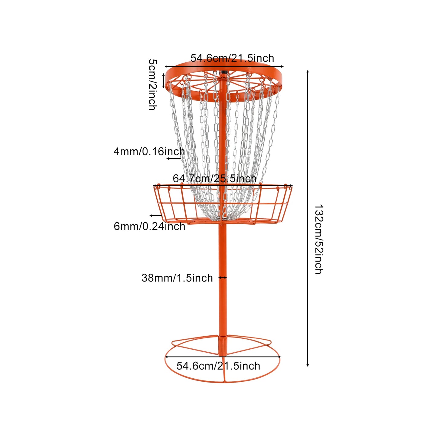 Portable Disc Golf Basket — 24 Chains, Full Size